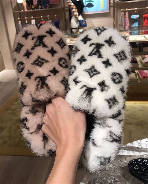 louis vuitton slippers fluffy|louis vuitton monogram sliders.